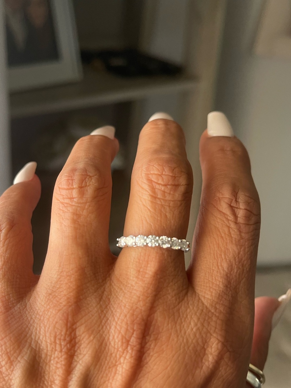 1 CT Moissanite 7-Stone Band – 925 Sterling Silver – Size 7.